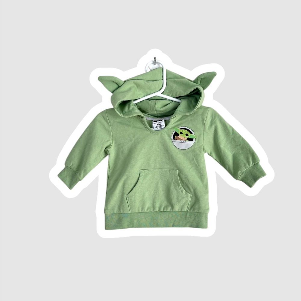 EUC Kids Star Wars YODA 6mo Green Hoodie with ears